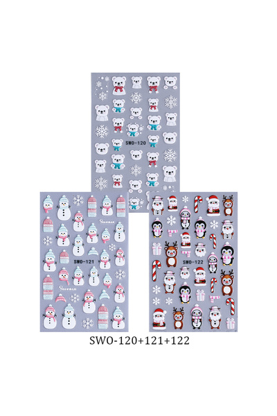 Choice SWO-120-122 3 قطع 3 قطع ملصقات أظافر عيد الميلاد المنقوشة على شكل رجل ...