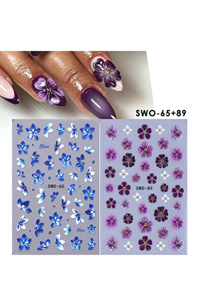 Choice ملصقات أظافر غير لامعة من الأكريليك SWO-65 SWO-89، قطعتان، بتصميم بتلا...