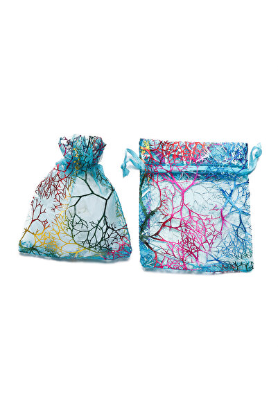 Choice أكياس تنظيم برباط على شكل أغصان ملونة، مقاس 7 × 9 سم، مصنوعة يدويًا، م...