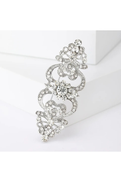 Choice دبابيس زفاف عصرية مرصعة بأحجار الراين من Silvery3807، بتصميم زهور للجن...