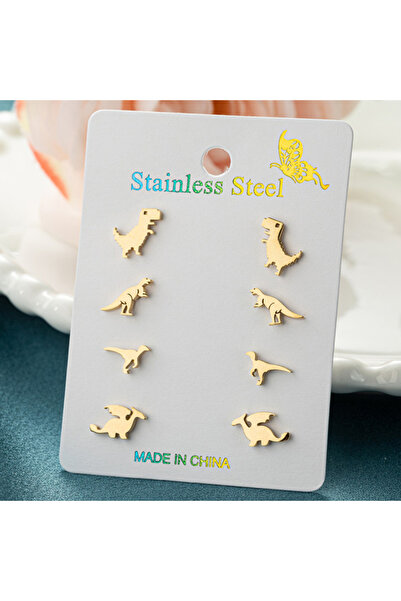 Choice ZH046G 4 أزواج/مجموعة أقراط صغيرة من الفولاذ المقاوم للصدأ على شكل دين...