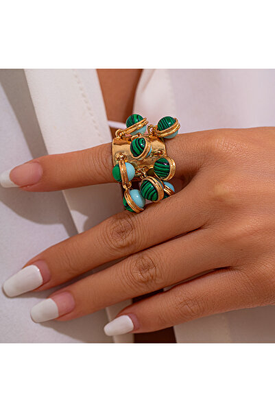 Choice خواتم زفاف نسائية من تصميم هندسي معدني، من تصميم بوهو عصري مستوحى من موضة الألفية الجديدة، مزينة بكريستال ملون، من إنتاج شركة PoRui، باللون الأخضر، من إنتاج شركة Color94.