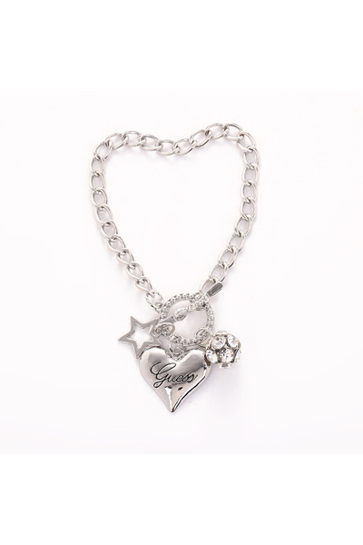 Choice سوار فضي أنيق كهدية - قلادة على شكل قلب ونجمة مع لآلئ صناعية، مجوهرات ...