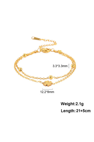 Choice سلسلة قدم سكايرم ذهبية اللون للنساء والرجال باللون الفضي على شكل أربع أوراق برسيم من الفولاذ المقاوم للصدأ