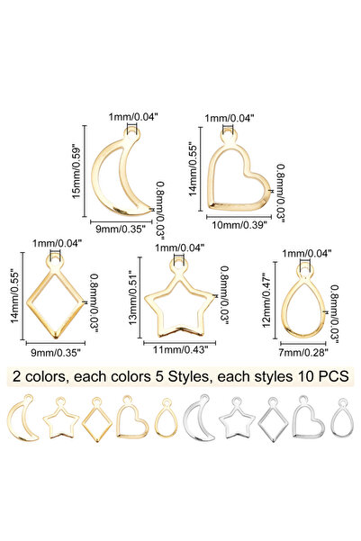 Choice AECH02-10325 علبة واحدة، 100 قطعة، 10 أنماط، قلادات مفتوحة من الفولاذ ...