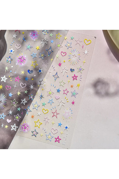 Choice TO5105 نجوم مجوفة ساحرة على شكل قلب حب، نجمة خماسية الأضلاع، ذاتية اللصق، لتزيين الأظافر بتقنية 5D