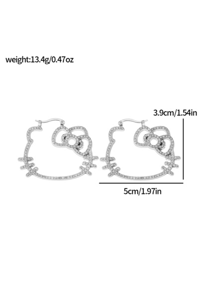 Miniso أقراط ES534 Y2K HelloKitty المجوفة من أحجار الراين، هدايا أنيقة ولطيفة للفتيات، مجوهرات عصرية مبتكرة