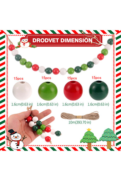 Choice 60 قطعة من خرز عيد الميلاد الخشبي، كمية عشوائية، خرز عيد الميلاد الخشب...