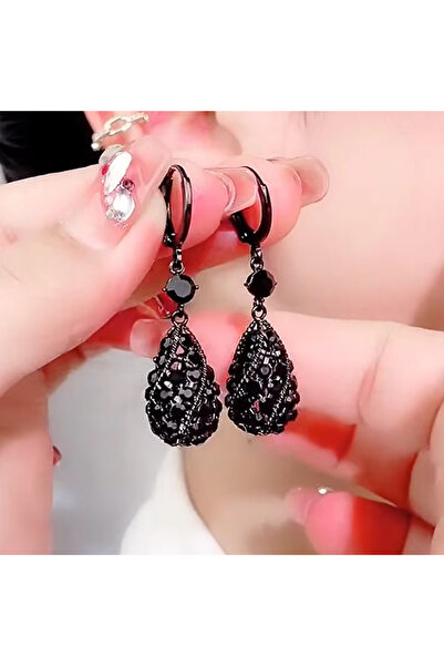 Choice 1 قطعة (أسود) أقراط متدلية على شكل قطرة من الكريستال الأسود الفاخر للن...