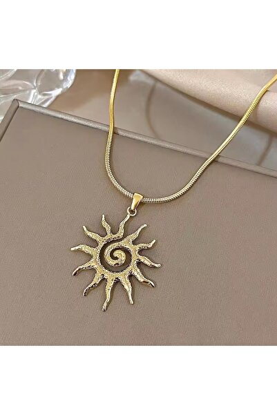 Choice Sun necklace-gold Vintage Chic Sun Shaped Pendant Stainless Steel Necklace Statement Golden Fashion