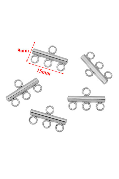 Choice فولاذ 15 مم 10 قطع من الفولاذ المقاوم للصدأ قلادة سوار مشبك 5 حلقات أق...