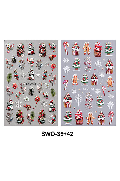 Choice ملصقات أظافر عيد الميلاد SWO-35 42، قطعتان، قفازات سانتا كلوز منقوشة 5...