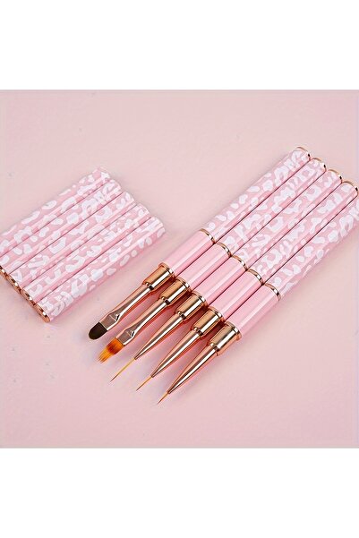 Choice مجموعة فرش فن الأظافر وردية اللون، مكونة من 5 قطع، فرش أكريليك محمولة ...