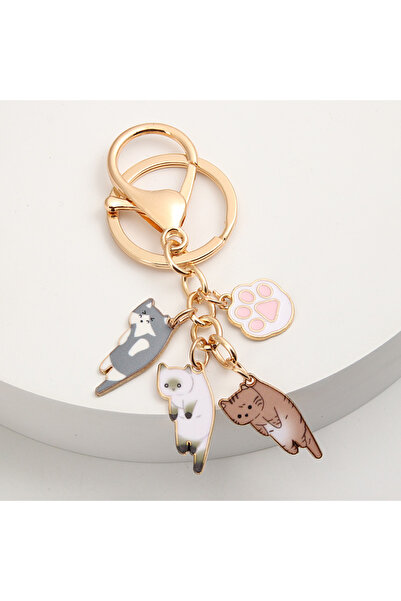 Choice سلسلة مفاتيح E6051 Kawaii Cat Keyring على شكل مخلب حيوان أليف وسلسلة م...