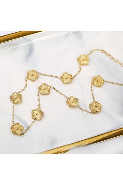 Choice قلادة زهرة Y2K 10 من الفولاذ المقاوم للصدأ باللون الذهبي المقاوم للماء...