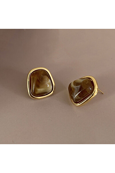 Choice أقراط نسائية من حجر عين النمر من الراتنج المربع، أقراط مرصعة بحجر عين ...