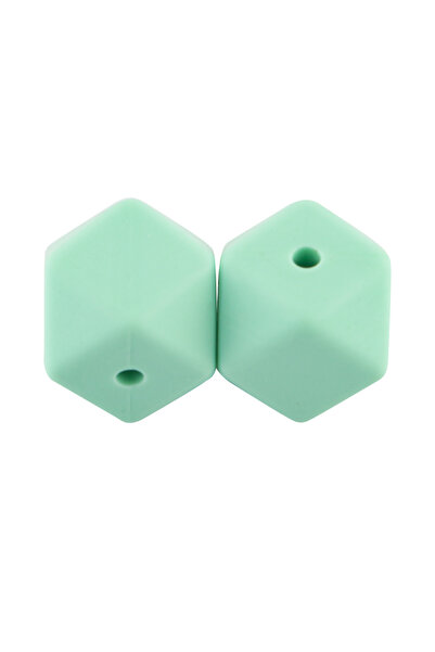 Choice 20 قطعة من خرز السيليكون السداسي 14 مم باللون الأخضر النعناعي، خرز سيل...
