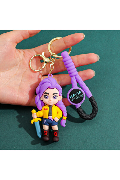 Miniso سلسلة مفاتيح KC6300 KPOP Demon Hunters مقاس 6 سم، سلسلة مفاتيح على شكل نمر من مادة PVC، سلسلة مفاتيح لطيفة على طراز Harajuku