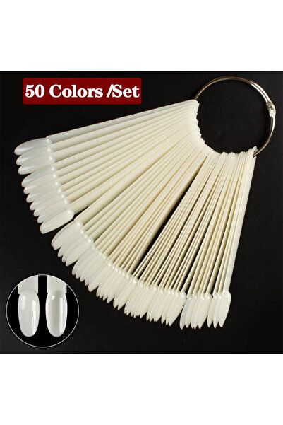 Choice 50 Nature 1 Set of Fake Nails with Clear Natural Black Nail Art Displa...