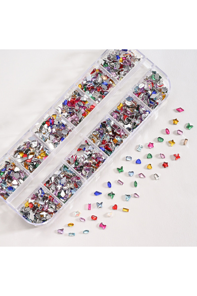 Choice PH209-7 12 مربعًا ثلاثي الأبعاد ملون صغير من الراتنج لتزيين الأظافر بأ...