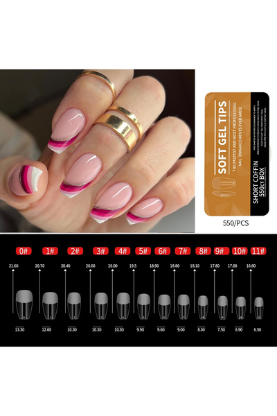 Choice13 SHORT COFFIN 550pcs Coffin Almond Soft Gel Nail Tips False Half Cove...