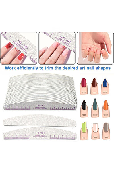 Choice 100 قطعة B 50/100 قطعة مبرد أظافر مطبوع عليه مسطرة، كتلة تلميع خشبية، ...