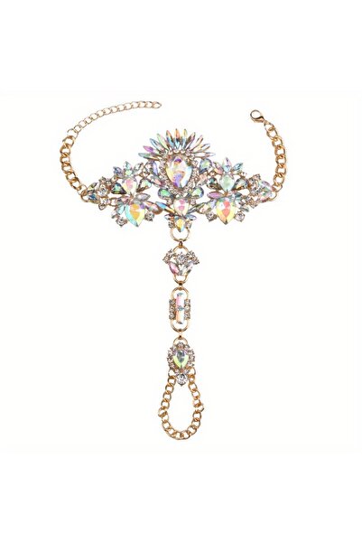 Choice خلخال على شكل حلقة إصبع قدم بتصميم بوهو مبالغ فيه بلون AB مع كريستال صناعي ملون على شاطئ البحر