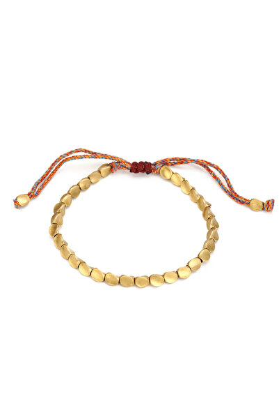 Choice سوار من الخرز النحاسي التبتي المصنوع يدويًا من الذهب بطول 14-28 سم للن...