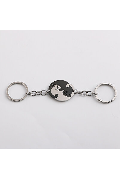 Choice سلسلة مفاتيح مستديرة سوداء صغيرة محمولة من الفولاذ المقاوم للصدأ على ش...