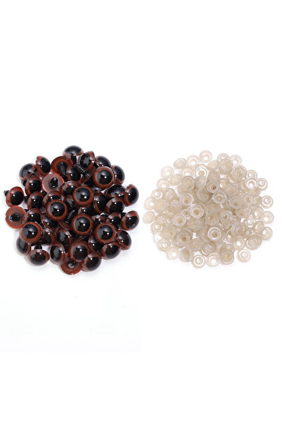 Choice 10 مم 50 قطعة بني محمر 50 قطعة 8-20 مم عيون بلاستيكية سوداء آمنة للألع...