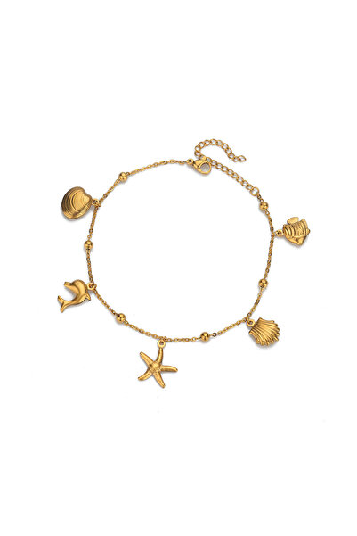 Choice HJ476G 316L الفولاذ المقاوم للصدأ نجم البحر صدفة سحر خلخال للنساء أزياء سلسلة ذهبية اللون الصيف B