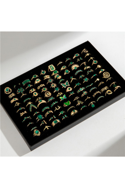 Choice مجموعة خواتم متنوعة من أحجار الراين الخضراء بمقاسات مختلفة، 16-20 مم، ...