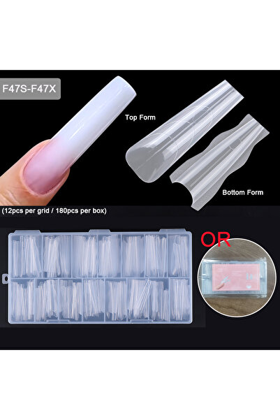 Choice F47S-F47X علبة واحدة من قوالب الأظافر المزدوجة الجديدة، 180 قطعة، 15 م...