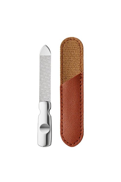 Choice مبرد أظافر بني قصير من الفولاذ المقاوم للصدأ مع حقيبة جلدية، مبرد أظاف...