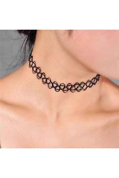 Choice FSTC201 Vintage Elastic Braided Fish Thread Choker Gothic Black Choker...
