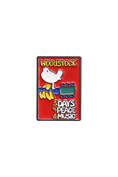 Choice as show Woodstock Festival 3 Days of Peace Music Enamel Pin Rock Hippie Colorful Logo Guitar Bird Br
