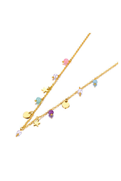 Choice قلادة N23014G من الفولاذ المقاوم للصدأ مصنوعة يدويًا من خرز الحجر الطب...