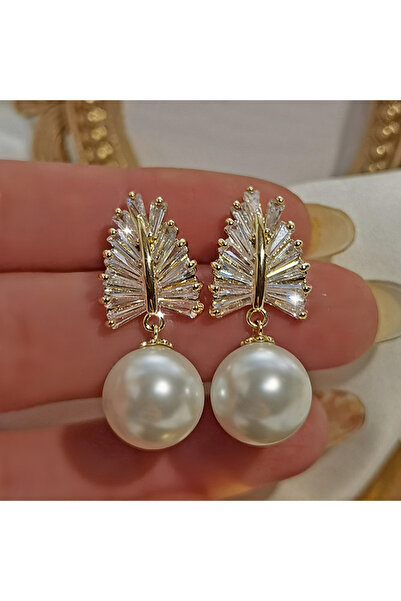 Choice أقراط متدلية بتصميم أوراق الشجر الفاخرة من هويتان، مصنوعة من اللؤلؤ ال...