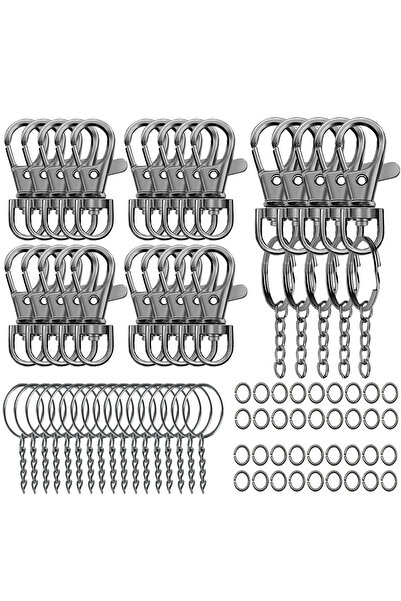 Choice مشبك دوار أسود 90 قطعة سلسلة مفاتيح زنبركية معدنية مشبك جراد البحر افت...