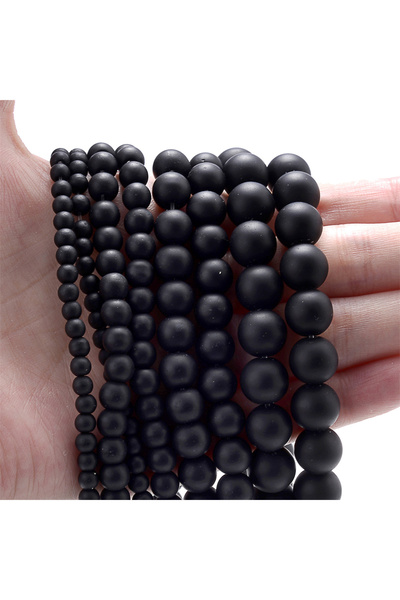 Choice3 8mm approx 45 beads Natural Black Matte Stone Beads Round Frosted Spa...