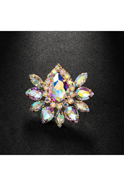 Choice خواتم ذهبية ملونة مبالغ فيها هندسية قابلة للتعديل من Gold Stonefans بتصميم قطرة ماء من حجر الراين على شكل ملكة السحب