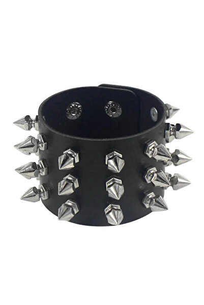 Choice ASL70509 سوار من الجلد الصناعي مرصع بمسامير بانك وسوار أسود معصم لموسي...