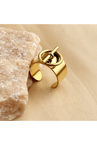 Choice خاتم قابل للتغيير في الحجم باللون الذهبي بإبزيم OT للنساء بسلسلة هندسي...