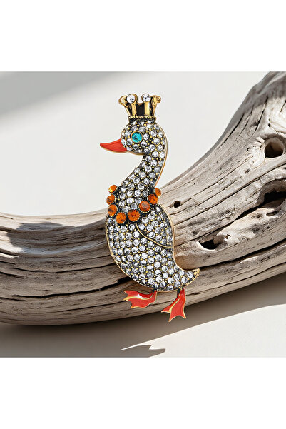 Choice بروش على شكل بجعة مرصع بأحجار الراين بتصميم إبداعي لشخصية ريترو