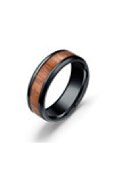 Choice خاتم 13 A عصري من الفولاذ المقاوم للصدأ بحبيبات خشبية من الفسيفساء، خو...