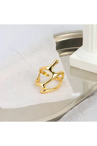 Choice قابلة للتغيير J0601110-1 تصميم إبداعي على طراز البانك، مجوف هندسي غير منتظم، مطلي بالذهب المنصهر كهربائيًا، قابل للتعديل