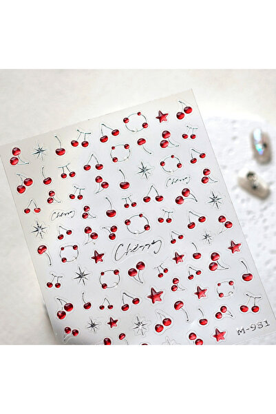 Choice قطعة واحدة من ملصقات فن الأظافر ثلاثية الأبعاد على شكل كرز لطيف، ملصق ...