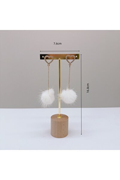 Choice Golden L Metal T Bar Earring Display Stand Jewelry Stand with Wooden R...