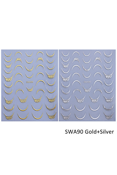 Choice ملصقات أظافر SWA90 2 لون، 2/4 قطع، هلال، تصميم أظافر بخطوط فرنسية لاصق...