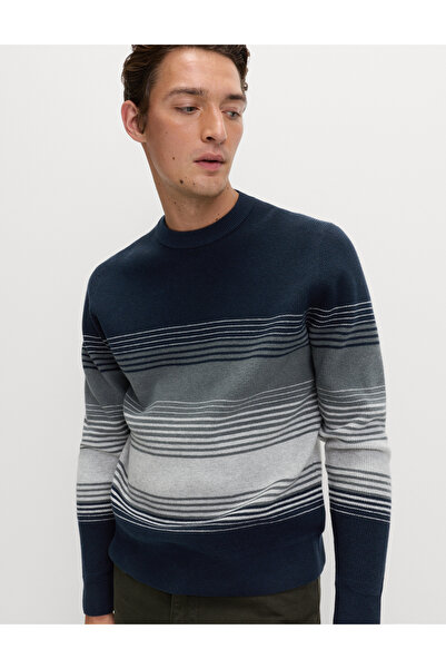 Marks & Spencer Pamuk Karışımlı Fitilli Çizgili Kazak